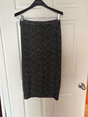 Banana Republic Black and White Micro-Print Midi Skirt